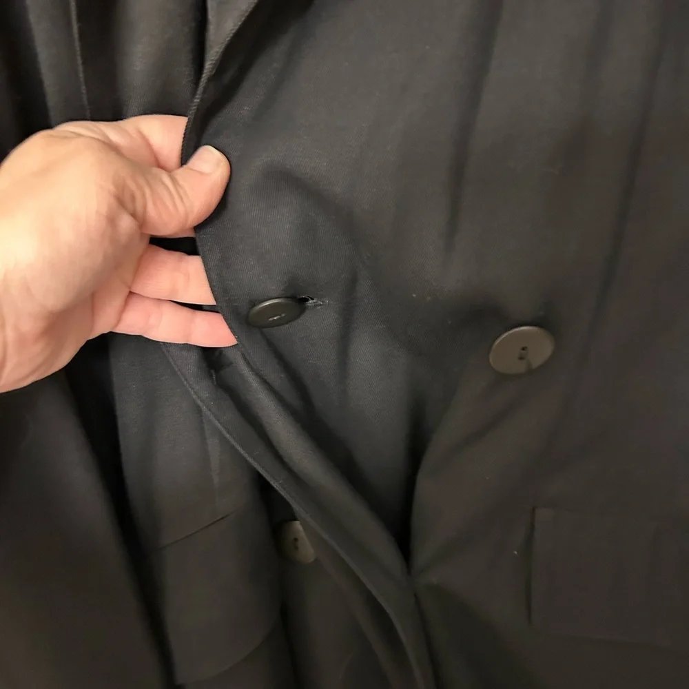 Elegant Black Double-Breasted  trench style Coat - Picture 3 of 4